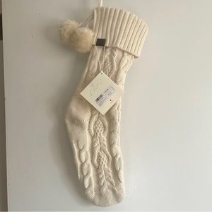 NWT Ugg Cable Knit Faux Fur Pom Pom Christmas Stocking